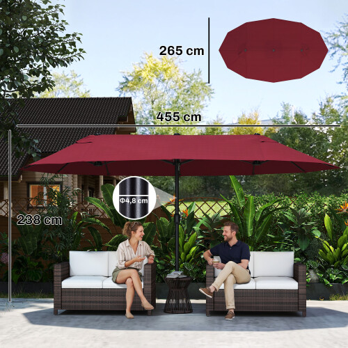 Outsunny Sombrilla Doble Rojo 455 x 265 x 238 cm 2