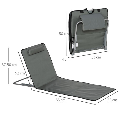 Outsunny Set 2 Esteras Playa Gris 124 x 53 x 45 cm 2