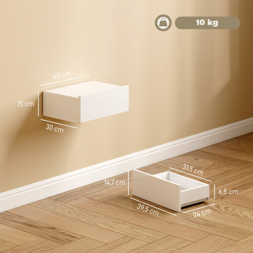 Homcom Mesitas de Noche Blanco 40 x 30 x 15 cm 2