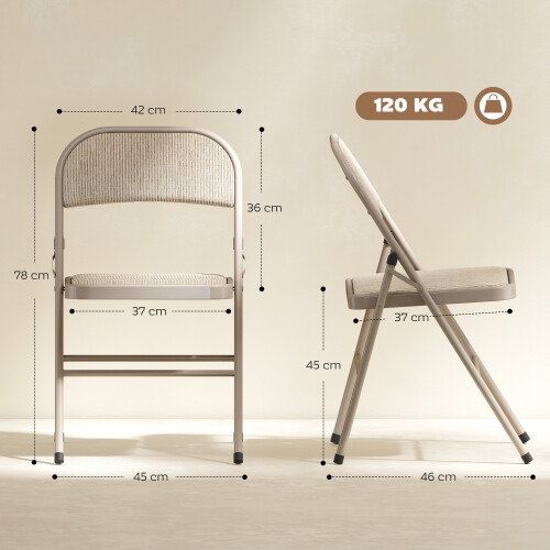 Homcom Sillas Plegable Beige 45 x 46 x 78 cm 2