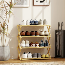 HOMCOM 4-Tier Bamboo Shoe Rack, Folding Shoe Shelf, Holds up to 12 Pairs