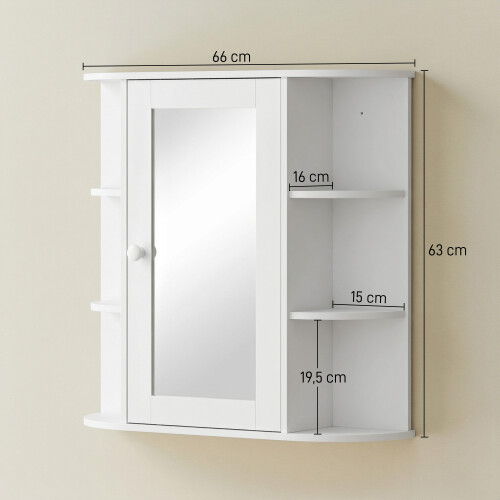 Homcom Armario de Espejo Blanco 66 x 17 x 63 cm 2