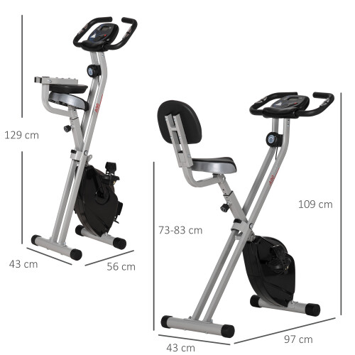 Homcom Bicicleta Estática Plegable Gris 43 x 97 x 109 cm 2