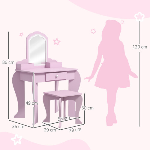 ZONEKIZ Tocador Infantil Rosa 55 x 36 x 86 cm 2