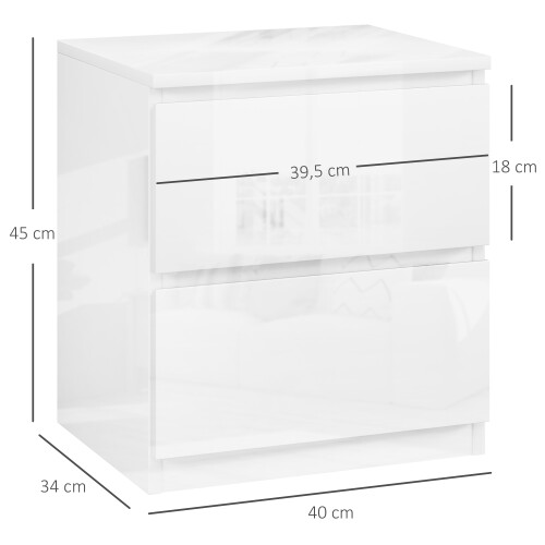 Homcom Mesita de noche Blanco 40 x 34 x 45 cm 2