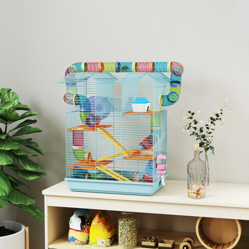 PawHut Jaula para Hámster Azul 47 x 30 x 59cm 2