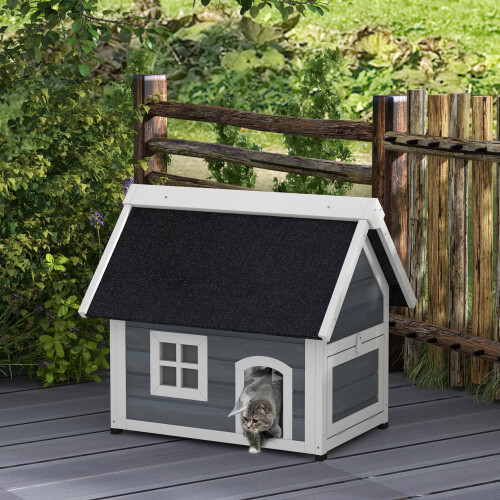 PawHut Casa para Gato Bicolor 77 x 57.5 x 68 cm 1