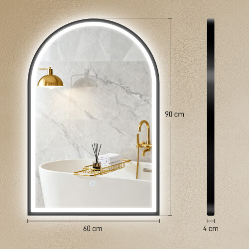 Homcom Espejo de Baño Negro 60 x 4 x 90 cm 2
