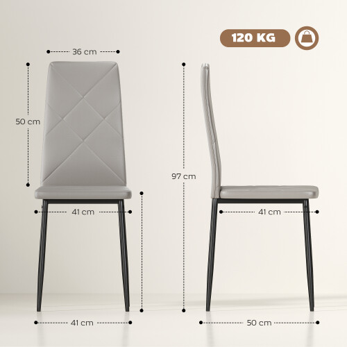 Homcom Sillas de Comedor Gris 41 x 50 x 97 cm 2