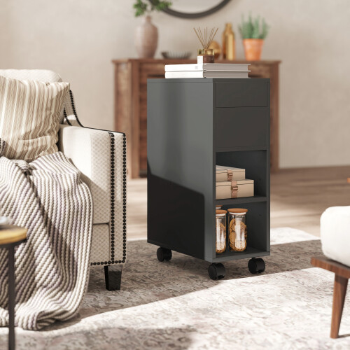 Homcom Mesa Auxiliar Negro 45 x 25 x 70 cm 1
