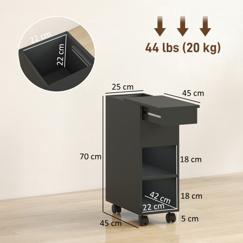 Homcom Mesa Auxiliar Negro 45 x 25 x 70 cm 2