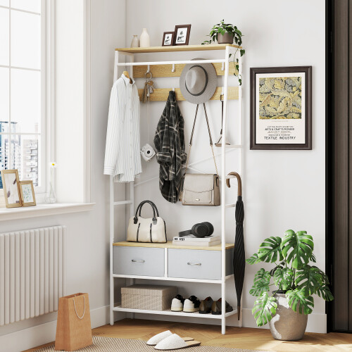 Homcom Perchero Zapatero Marrón 80 x 30 x 180.5 cm 1