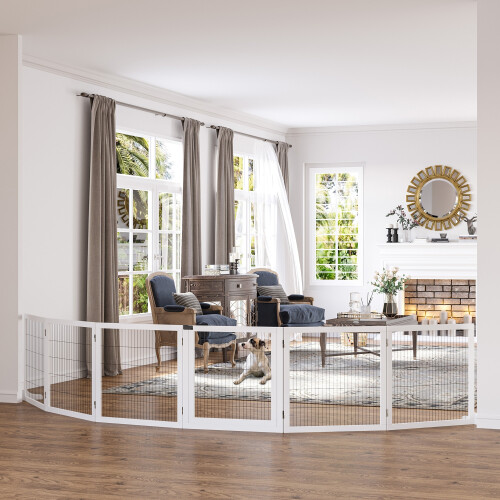 PawHut Barrera para Perro Blanco 432 x 36 x 70 cm 1