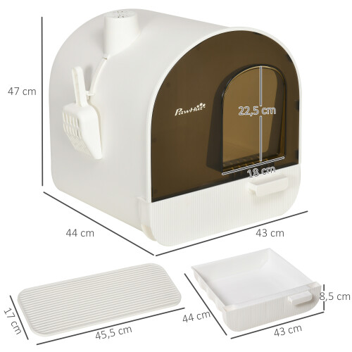 PawHut Arenero para Gato Blanco 43 x 44 x 47 cm 2