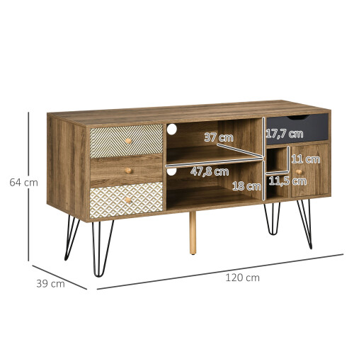Homcom Mueble de TV Marrón 120 x 39 x 64 cm 2
