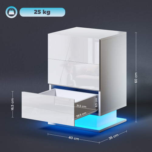 Homcom Mesita de Noche Blanco 40 x 35 x 60 cm 2