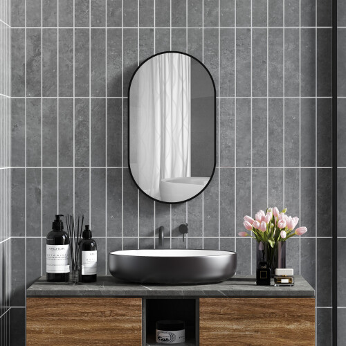 Homcom Espejo de Baño Negro 40 x 70 x 3 cm 1