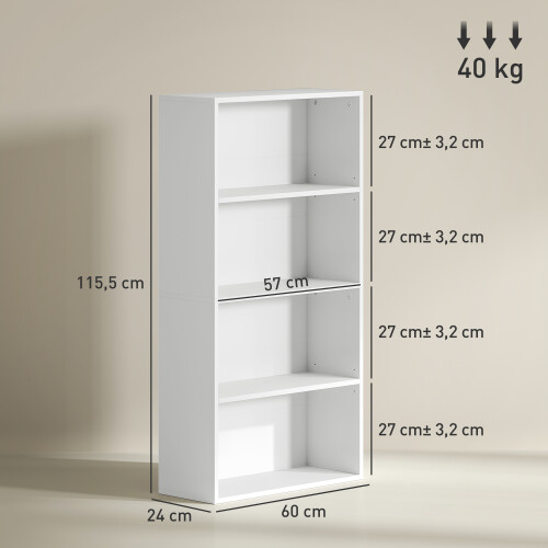 Homcom Librería Blanco 60 x 24 x 115.5 cm 2