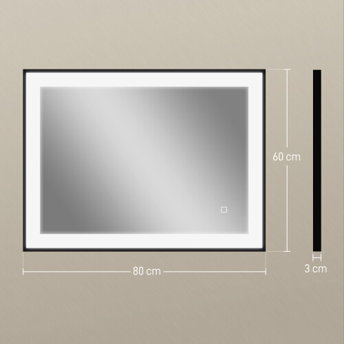 Homcom Espejo de Baño Negro 80 x 3 x 60 cm 2