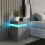Homcom HOMCOM High Gloss Bedside Table with LED Light and 2 Drawers, Grey 1