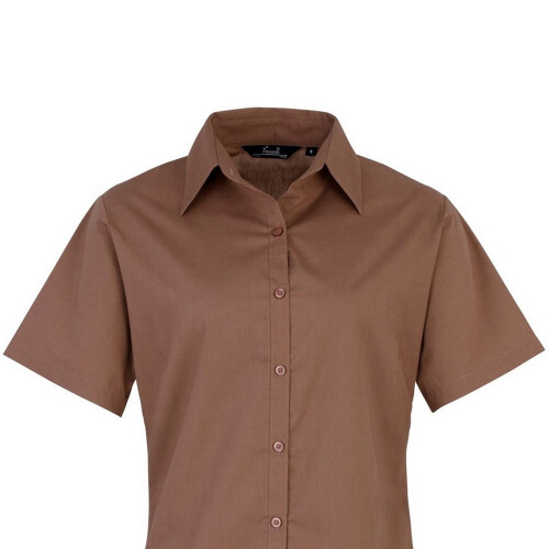 Premier (8, Brown) Premier Short Sleeve Poplin Blouse / Plain Work Shirt 2