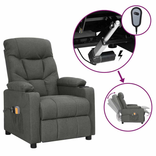 VidaXL vidaXL Massagesessel Elektrisch Dunkelgrau Stoff