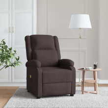 vidaXL Ohrensessel mit Massagefunktion Dunkelbraun Stoff