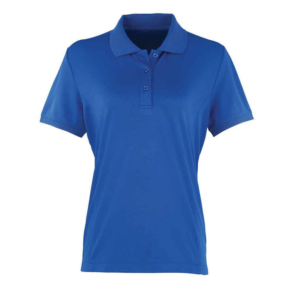 Premier (12 Uk, Royal Blue) Womens/Ladies Coolchecker Pique Polo Shirt