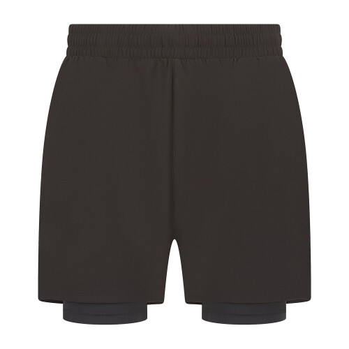 (L, Black/Black) Tombo Mens Double Layered Shorts