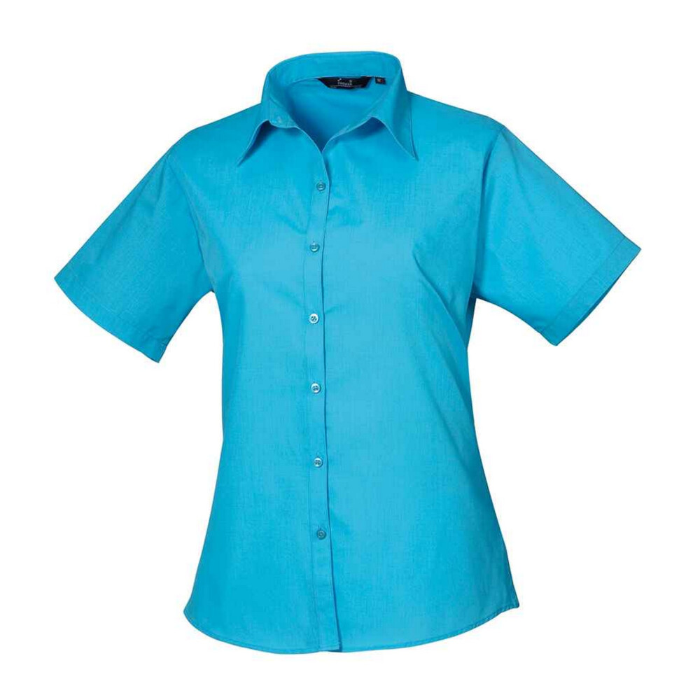 Premier (8 Uk, Turquoise) Womens/Ladies Poplin Short-Sleeved Blouse