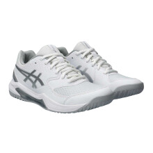 (4 UK, White/Silver) Asics Womens/Ladies Gel Dedicate 8 Tennis Shoes