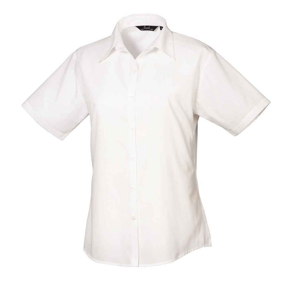 Premier (16 Uk, White) Womens/Ladies Poplin Short-Sleeved Blouse