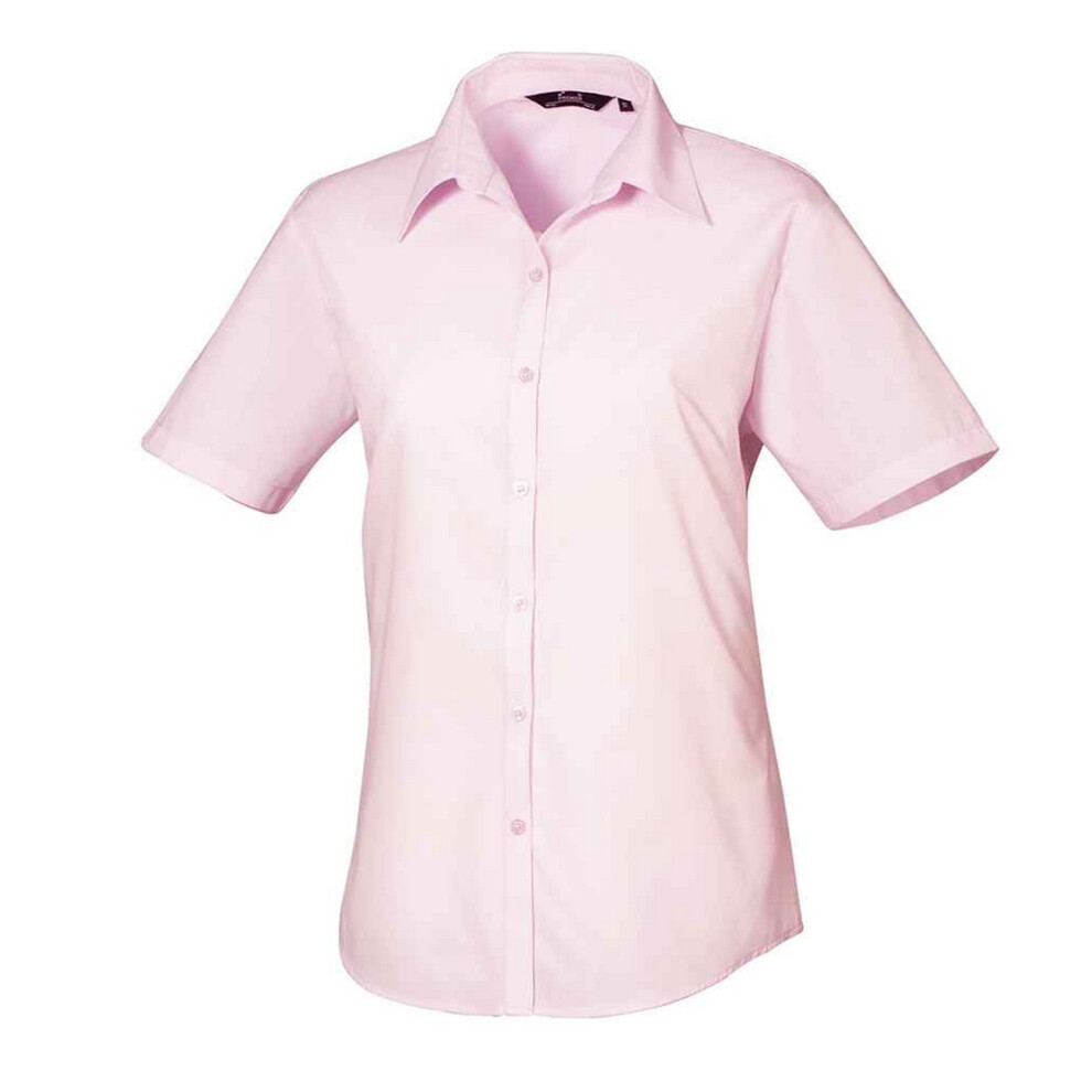Premier (26 Uk, Pink) Womens/Ladies Poplin Short-Sleeved Blouse