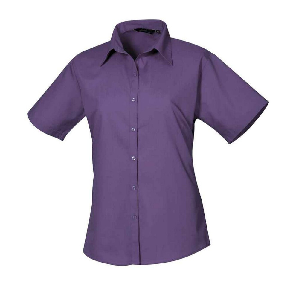 Premier (20 Uk, Purple) Womens/Ladies Poplin Short-Sleeved Blouse