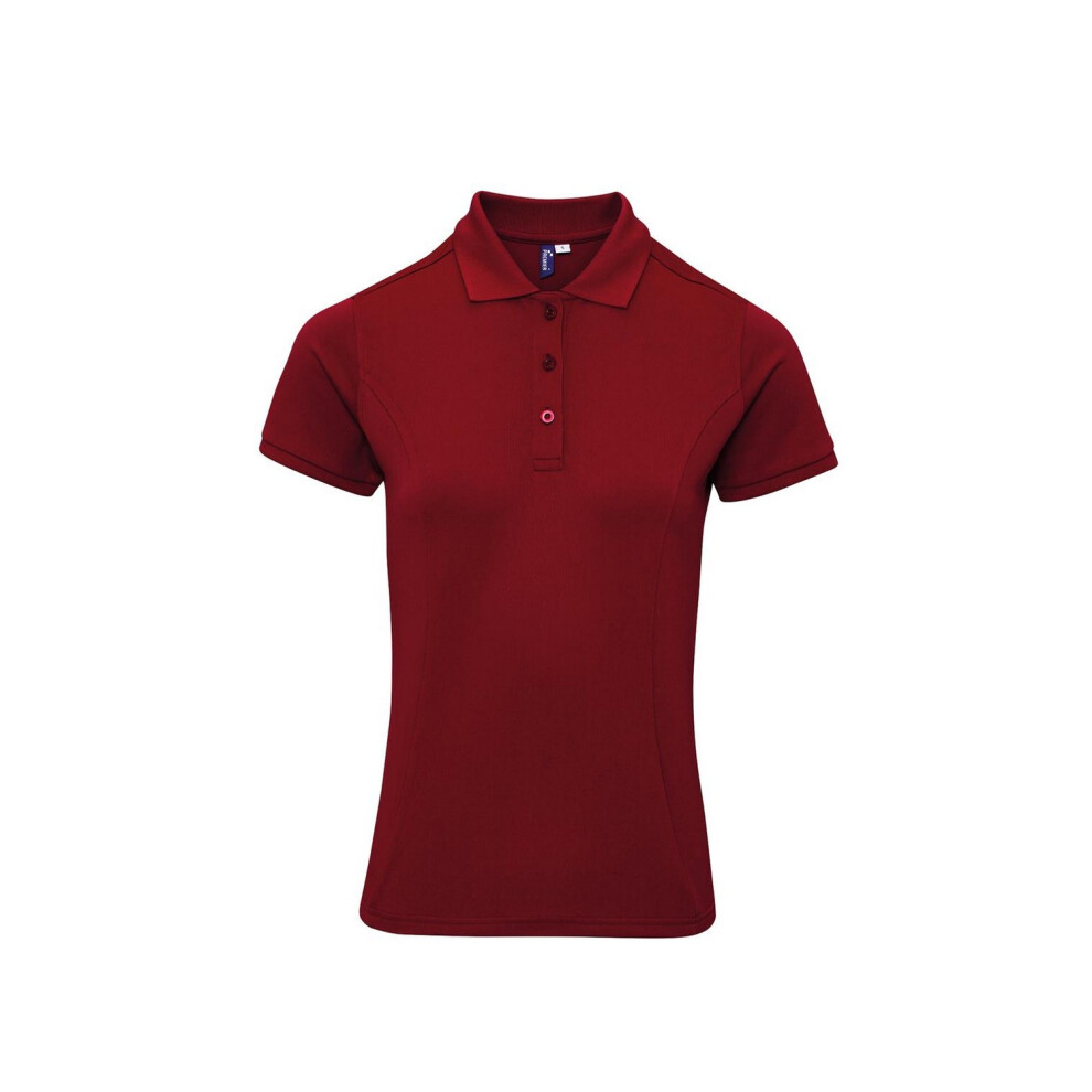 Premier Women's Burgundy Coolchecker Plus Polo Shirt In | Size: Medium - Image 2