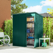 (Green, 5 x 3.5ft) Outsunny Metal Garden Shed with Effortless Assembly