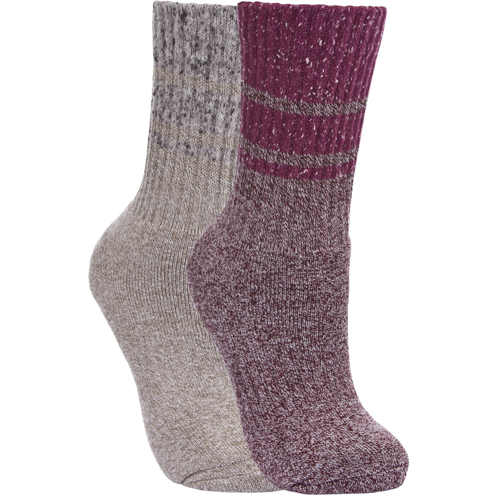 Trespass Women's Mid Grey 2 Pack Hadley Hiking Boot Socks In | Size: 6-8 - Image 2