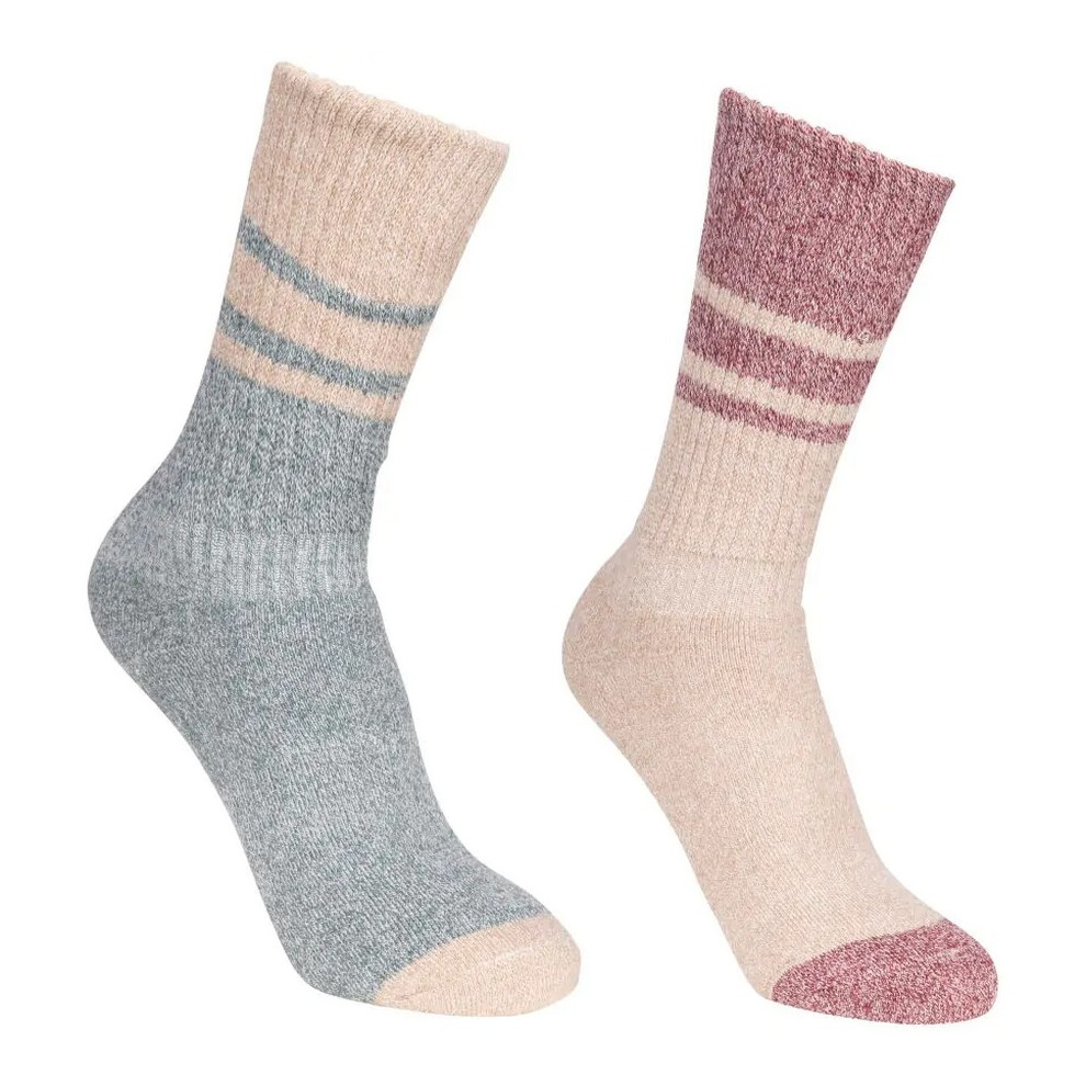 Trespass (3/6 Uk, Spruce Green/Oatmeal) Womens/Ladies Hadley Hiking Boot Socks (2 Pairs)