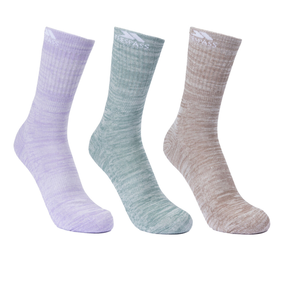 Trespass (6-9 Uk, Spruce Green/Oatmeal/Gelsomino Melange) Womens/Ladies Helvellyn Trekking Socks (Pack Of 3)