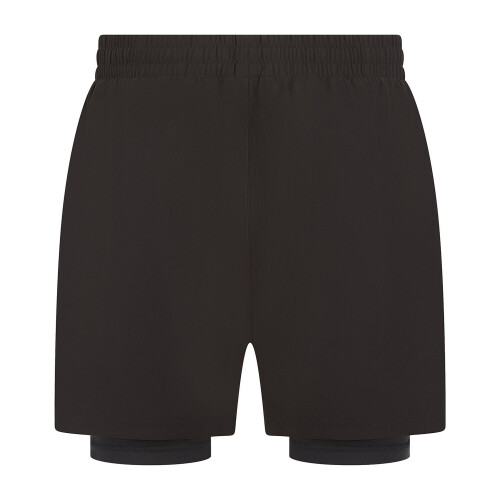 (L, Black/Black) Tombo Mens Double Layered Shorts 1