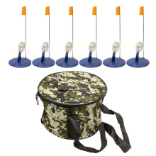6 Pcs Winter Outdoor Fishing Rod Bag Set Ice Fishing Winter Fishing Auto Fishing Stand