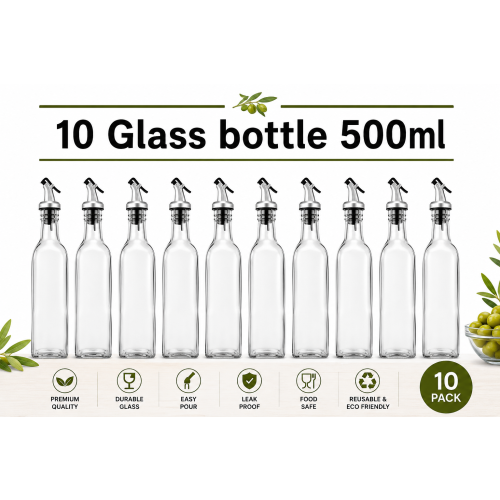 10 Pack 500ml Glass Olive Oil Dispenser Bottles