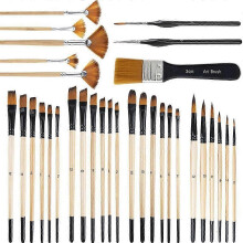 32Pcs Watercolor Paint Brush Stencil Brush compatible with Watercolor Gouaches Edition 527