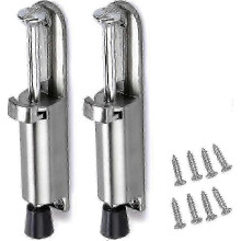 2pcs Stainless Steel Kick Down Door Locks Stopper Holder Spring Loaded Adjustable (silver) SZRH A-M