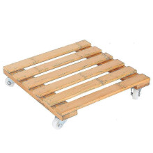 Bamboo Movable Potted Plant Flower Shelf Storage Rack Tray with Wheels compatible with Outdoor Patio Garden 2025
