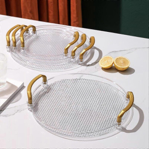 Acrylic Clear Round Serving Tray Bathroom Vanity Tray B 2