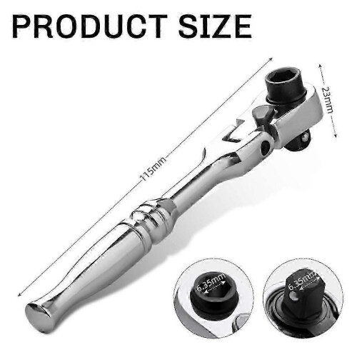 2 in 1 Round Handle Ratchet Wrench 1/4 Double Ended 72 Teeth Quick Spanner Tool Screwdriver Socket DS 2