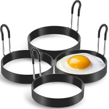 4 Pack Stainless Steel Egg Rings compatible with Frying Eggs, Pancakes & Omelets - Non-Stick Cooking Mold