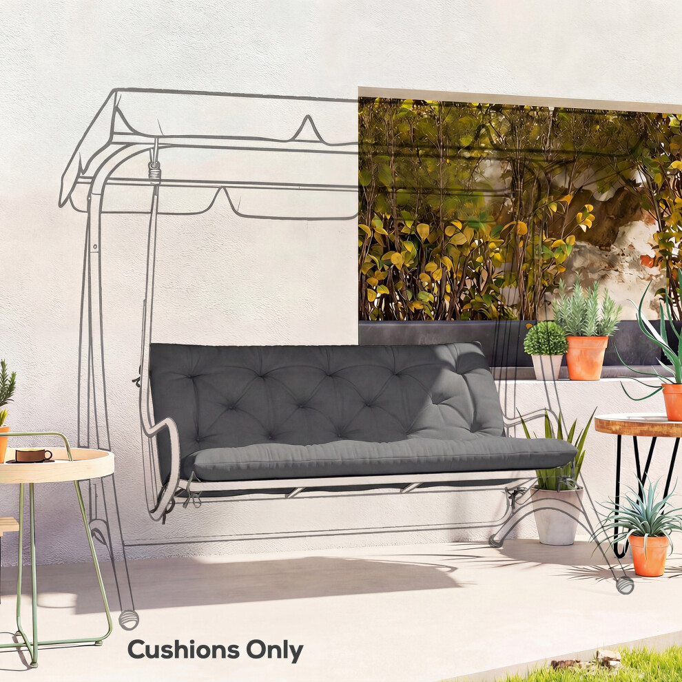 Outsunny Garden Bench Cushion, Seat Pad With Ties, Black