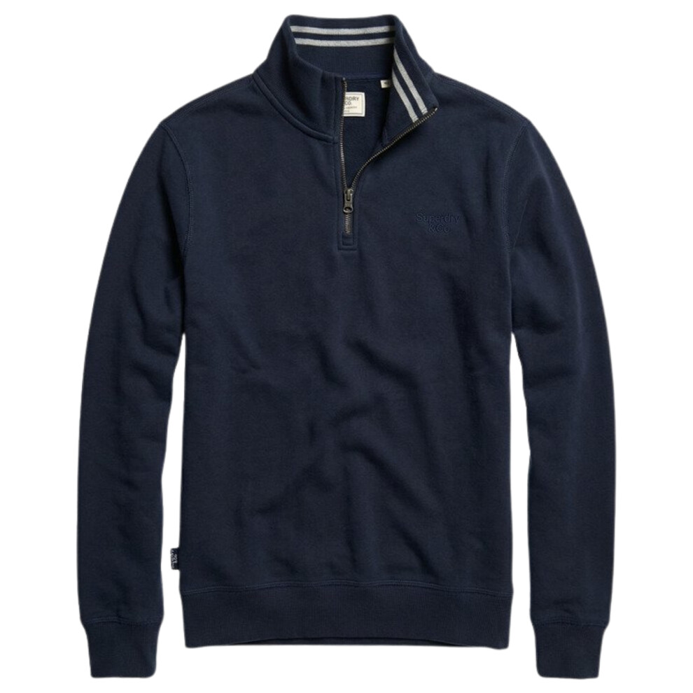 Superdry Essential Serif Logo Half Zip Sweatshirt - Navy - Image 2